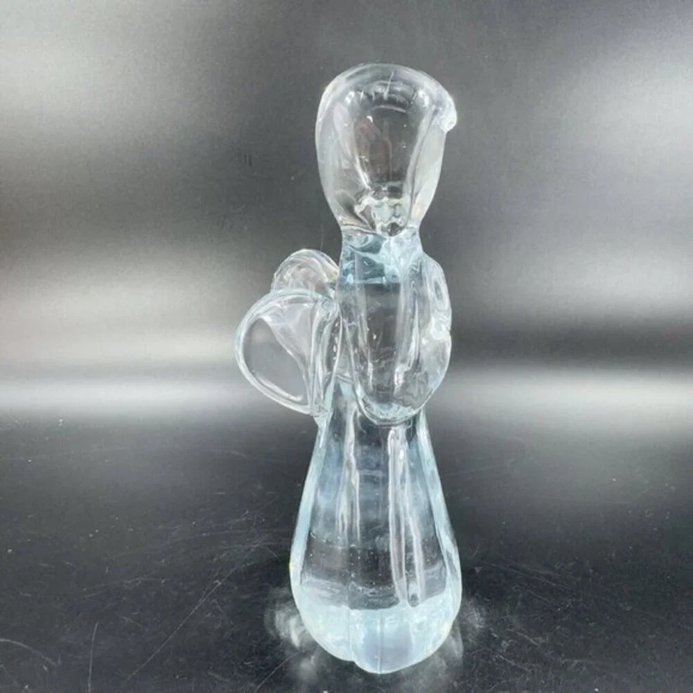 Vintage Clear Art Glass Praying Angel Figurine Paperweight Sculpture Glass VTG‎